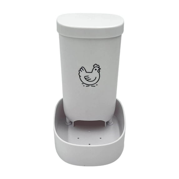 Automatic Hanging Poultry Feeder Trough for Chicken Coop Galvanized Steel Feed Dispenser with Grid Barrier for Indoor Outdoor Use