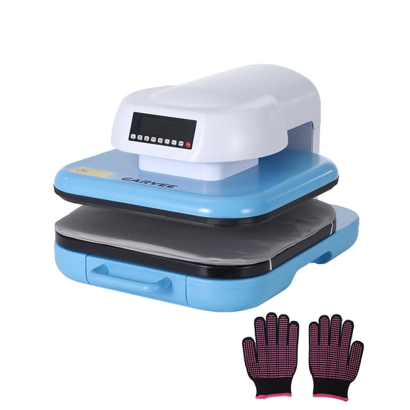 Automatic Heat Press Machine with Smart Auto Release Digital Display Adjustable Pressure for Sublimation Vinyl T-Shirts Crafts Blue White 15x15 Inch