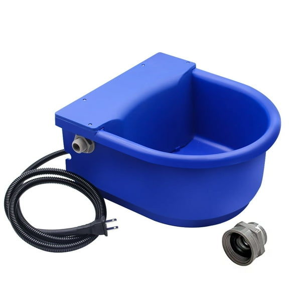 Automatic Heated Dog Waterer Bowl Feeder Constant Temperature Dispenser 3L Outdoor Thermal Bowl with Float Ball Valves for Pet Dog Horse Cattle Goat Sheep (Blue)
