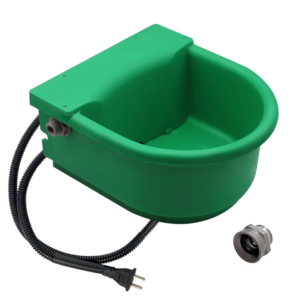 Automatic Heated Dog Waterer Bowl Feeder Constant Temperature Dispenser 3L Outdoor Thermal Bowl with Float Ball Valves for Pet Dog Horse Cattle Goat Sheep (Green)