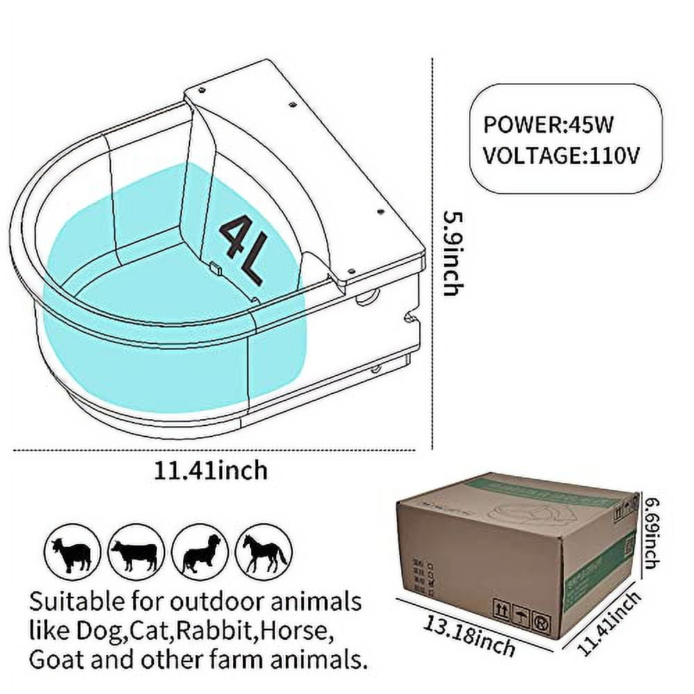 Automatic Heated Horse Waterer Bowl, 4L Large Capacity Farm Heated
