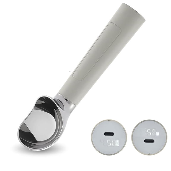 Automatic Heated Spoon Ice Cream Spoon Plastic Texture for Rock Hard Ice Cream USB C Rechargeable Cool Touch Handle