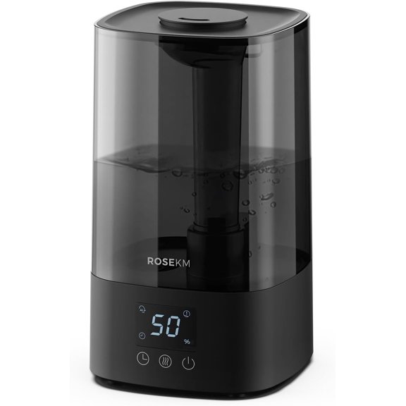 Automatic Humidifiers for Bedroom Large Room, 4.5L Cool Mist Humidifier Home & Plant with Timer Humidity Sensor, Last Up to 18H on High Setting, Auto Shut-Off, 360 Nozzle ()