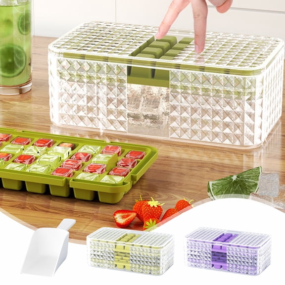 Automatic Ice Maker Machine with Integrated Storage Large Capacity Pressing Ice Tray for Quick Cubes and Easy Release Perfect for Home Kitchen and Daily Beverage Use Topliu