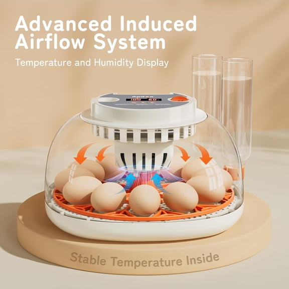 Automatic  Incubator with Temp & Humidity Control,  Turner, Candler, External Refill,  Vent, 360 View, Hatching Chicken Duck Quail Bird, APDOE HatchPro 12