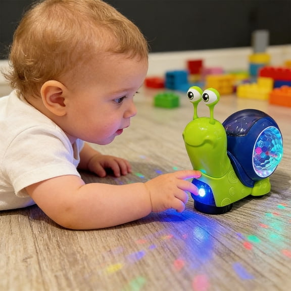 Automatic Induction Snail Crawling Toy with Dynamic LED Lights and Music, Interactive Electronic Animal Pet, Glowing Walking Toy, Birthday Easter Gift for Family, Home Party Decoration