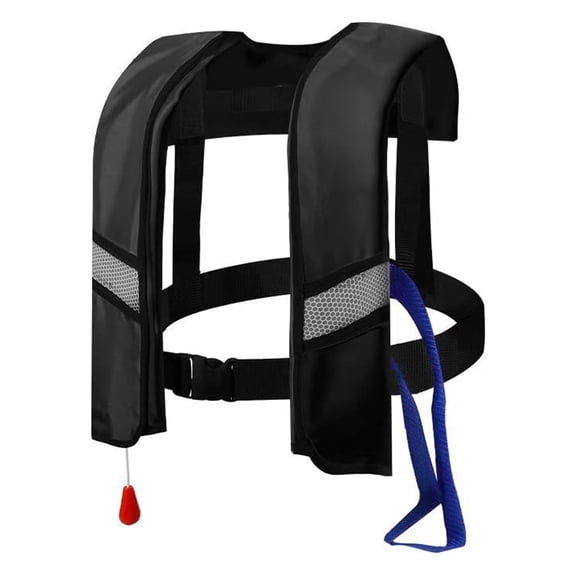 Automatic Inflatable Life Jacket Adult PFD Vest Manual Pull Cord Adjustable Waist Strap No CO2 Cylinder Included