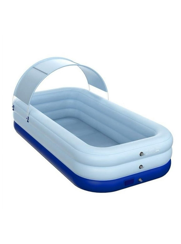 Automatic Inflatable Pool, Large Size Family Swimming Pool with Awning ,3 Sizes,One-button inflation Swim Pool for Outdoor Backyard Garden Water Party