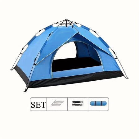 Automatic Instant Setup Camping Tent, 1-4 Person All-Season Tent with Dual Doors for Outdoor