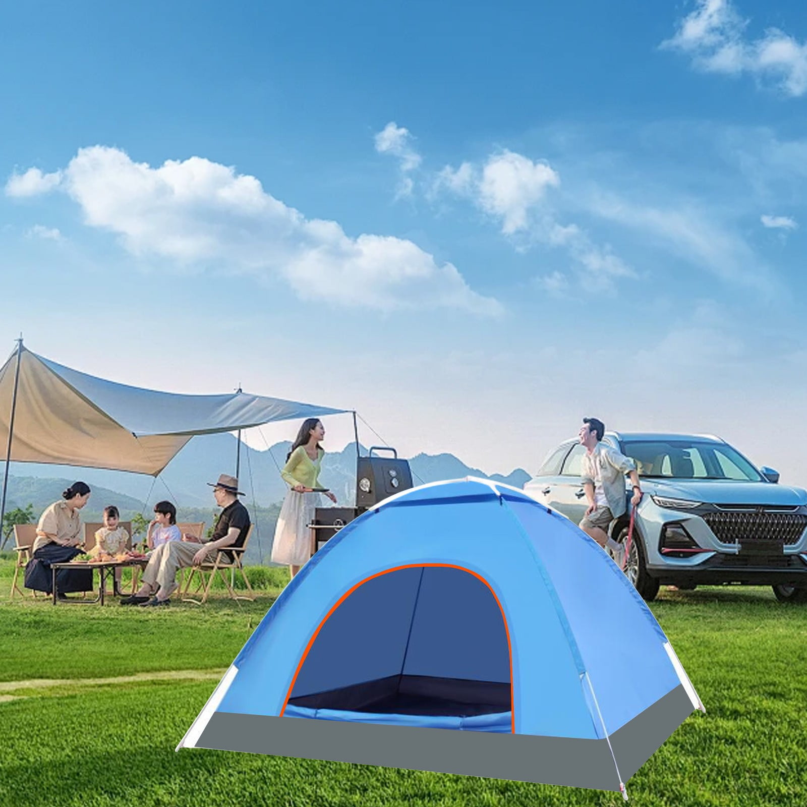 Automatic Instant Tent - Lightweight 3-Person Camping Tent with Quick Setup, Windproof & Waterproof, Large Interior, Ultra Portable for Family Outdoor Adventures, Hiking, Travel & Home Use