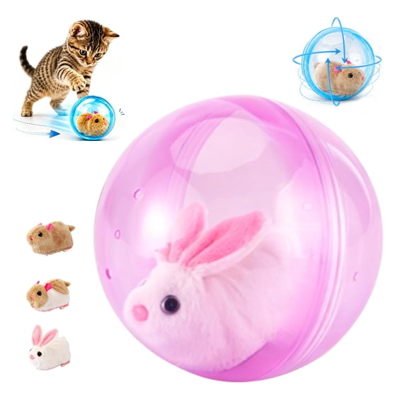 Automatic Interactive Cat Ball, Self-Rolling Motion Activated Cat with Smart Obstacle Avoidance, 360° Moving Plush Chase for Indoor Cats & Dogs