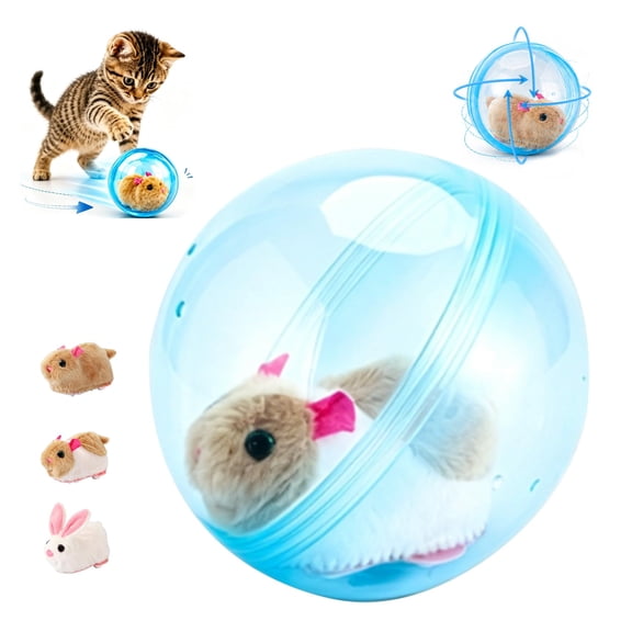 Automatic Interactive Cat Ball, Self-Rolling Motion Activated Cat with Smart Obstacle Avoidance, 360° Moving Plush Chase for Indoor Cats & Dogs