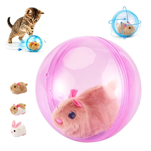 Automatic Interactive Cat Ball, Self-Rolling Motion Activated Cat with Smart Obstacle Avoidance, 360° Moving Plush Chase for Indoor Cats & Dogs