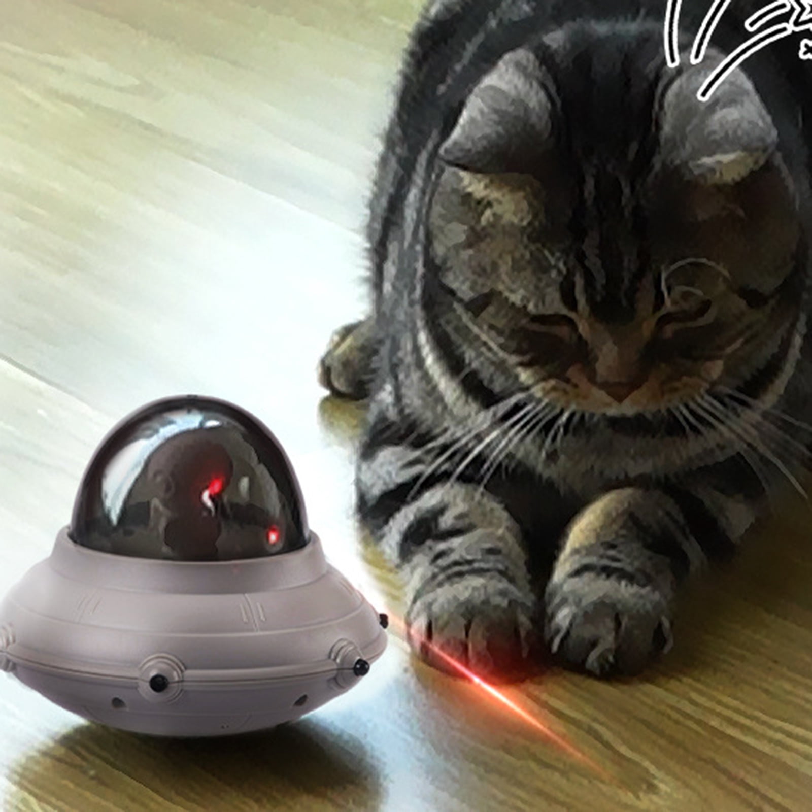 Automatic Interactive Cat Stick Toy for Indoor Pets Self Absorption and Relieving Boredom with Infrared Light for Fun Play, White