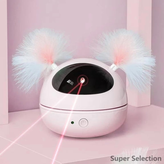 Automatic Interactive Cat Toy With Laser & Feather - Self Playing Electric Toy, Random Motion Infrared Laser Chaser And Feather Wand Teaser For Indoor Cats Exercise, Batteries Included,pink-Battery