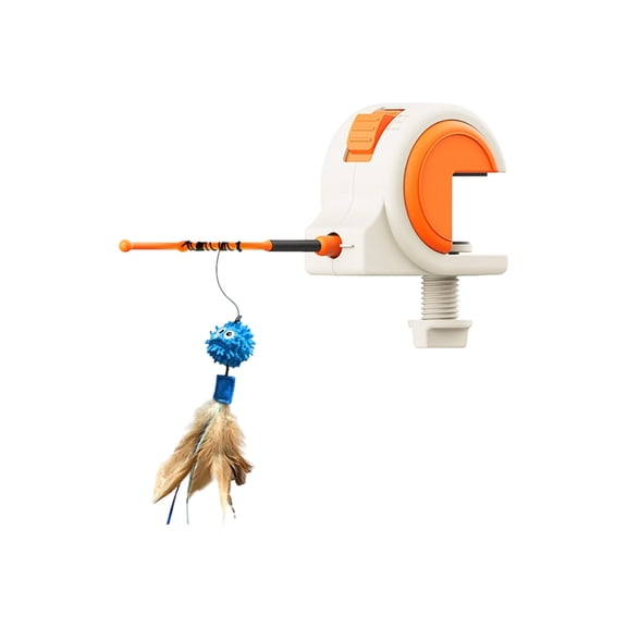 Automatic Interactive Cat Toy Rechargeable Electric Teaser Wand with Motion Sensor & Timer Hands-Free Self-Playing Enrichment Toy with Catnip Feather Bell for Indoor Cats(White,One Size)