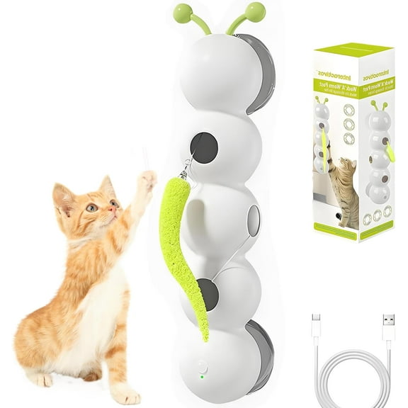 Whack a Worm Cat Toy, Interactive Caterpillar Cat Toy with Motion Sensor, Whack a Worm Post Cat Toys with Suction Cup, Moving Caterpillar Cat Toys for Indoor Cats