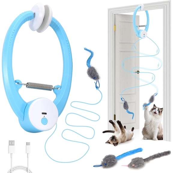 Automatic Interactive Toys for Indoor Cats Electric Fluttering Butterfly Wand Kitten & Adult Enrichment Toys for Bored Cats USB Rechargeable, Blue