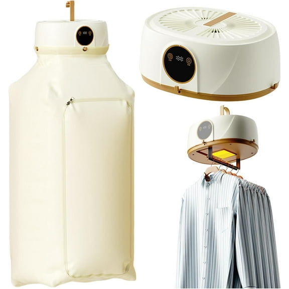 Automatic Ironing Machine for Travel,2025 Upgraded Portable Garment Steamer for Travel/Apartment, Portable Clothes Dryer Wireless, Hands Free Ironing Machine, Indoor/Outdoor Use