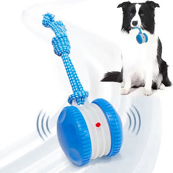 Automatic Irregular Rolling Dog Ball Toy, Touch Activated 2 Speed Interactive Pet Chasing Toy with Replaceable Rope Tug Attachment, USB Rechargeable Enrichment Toy for Small Medium Dogs