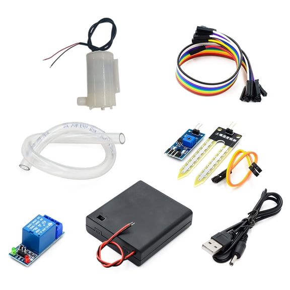 Automatic Irrigation Module DIY Kit, Soil Moisture Detection Automatic Watering System Kit with 50cm Hose Water Pump for Arduino Plant Gardening Projects