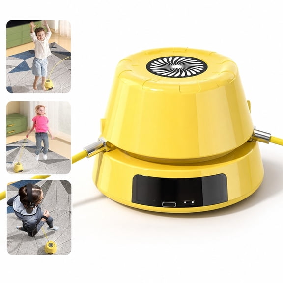 Automatic Jump Rope Machine, Electronic Counting Skipping Trainer for Home Fitness, Adjustable Speed Cordless Jumping Equipment (Lemon Yellow)