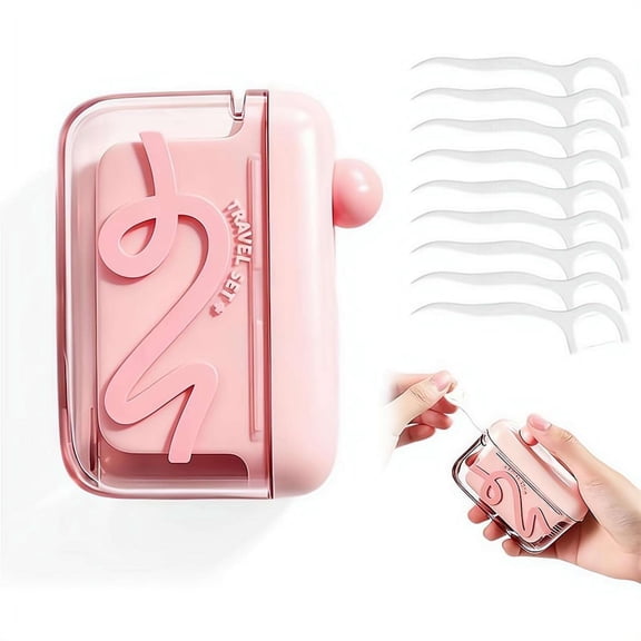 Automatic Jump-Up Dental Dispenser with 50 Floss Picks, Portable Refillable Pick Case for Purse and Travel, Compact Toothpick Holder Storage Box for Home Office Hotel and Restaurant Oral Care