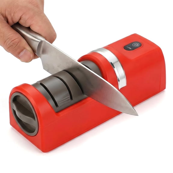 Automatic Kitchen Knife Sharpener, 2026 New Cordless Electric Knife Sharpener for Straight-Edge Chef, Fruit Knives, Portable Knife Sharpener Electric for Restaurant Camping (Red, 8PCS)