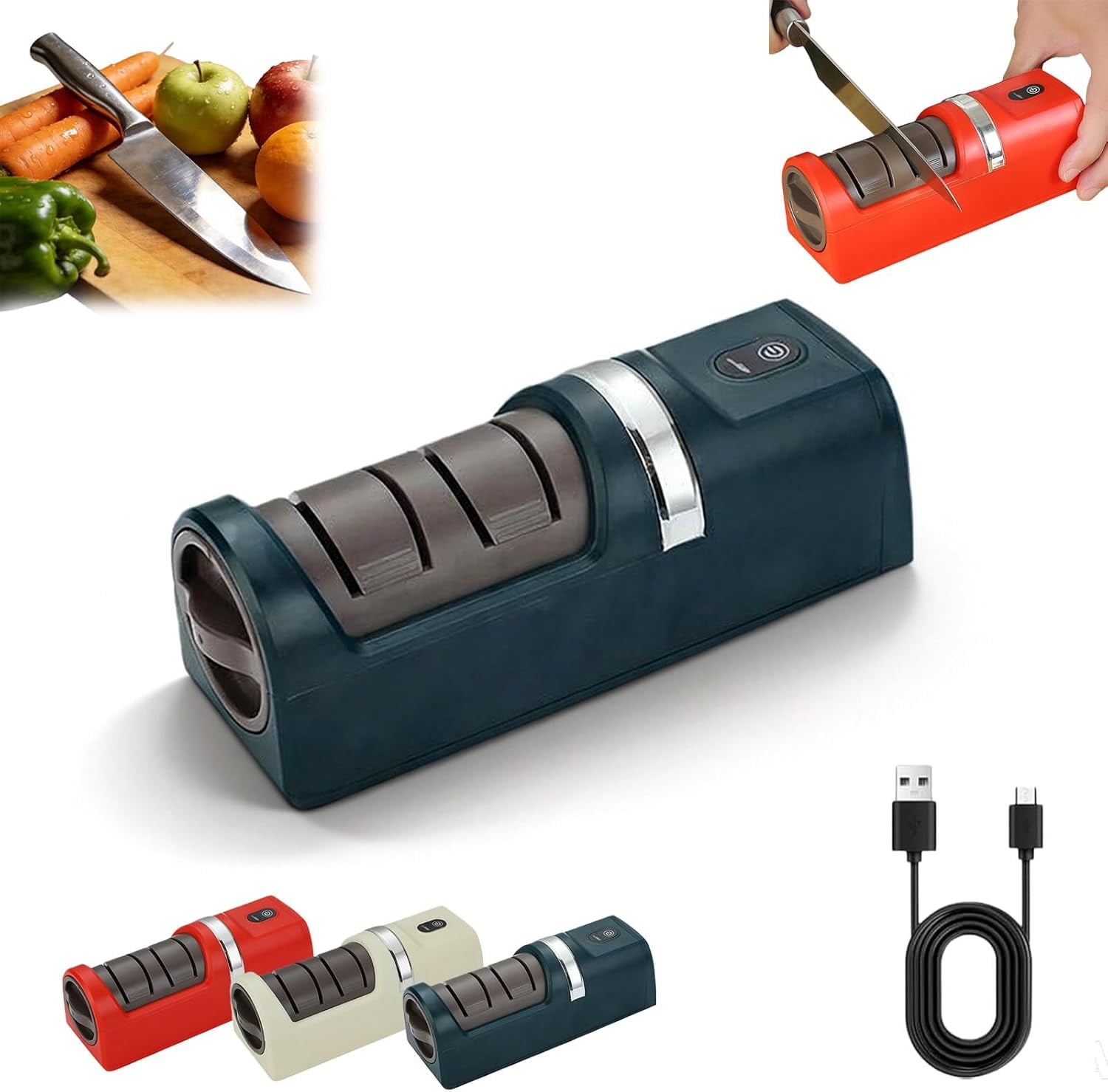 Automatic Kitchen Knife Sharpener, 2026 New Upgraded Electric Knife Sharpener, Cordless Rechargeable with Diamond Grinding Wheel for Household Knives