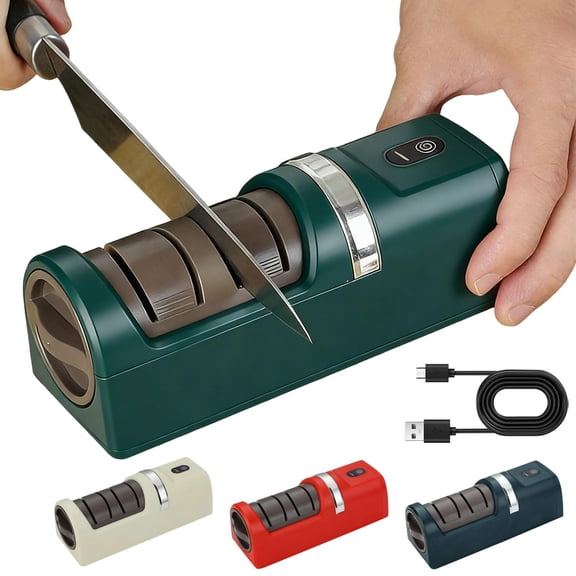 Automatic Kitchen Knife Sharpener, 2026 New Upgraded Electric Knife Sharpener, USB Rechargeable Cordless 3-Stage Professional Tool with Double-Sided Sharpening Stone
