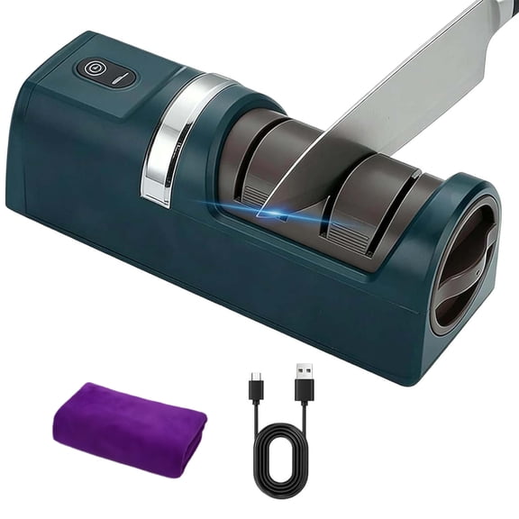 Automatic Kitchen Knife Sharpener, Cordless Electric Double Sided Knife Sharpener for Kitchen, Works with Chef, Utility & Fruit Knives