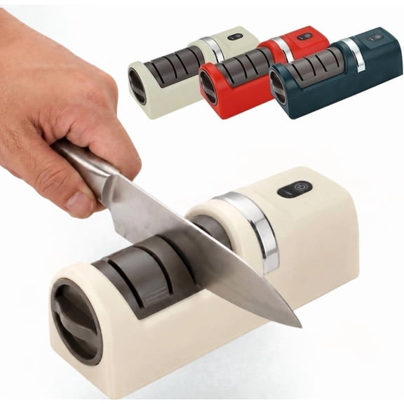 Automatic Kitchen Knife Sharpener – Cordless Electric Knife Sharpener with 3 Speeds, 4 Slots & Non‑Slip Base for Chef Knives, Cleavers