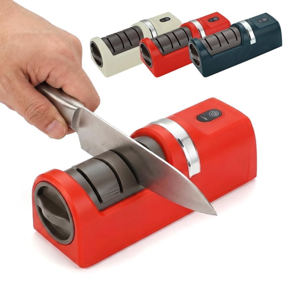 Automatic Kitchen Knife Sharpener – Cordless Electric Knife Sharpener with 3 Speeds, 4 Slots & Non‑Slip Base for Chef Knives, Cleavers