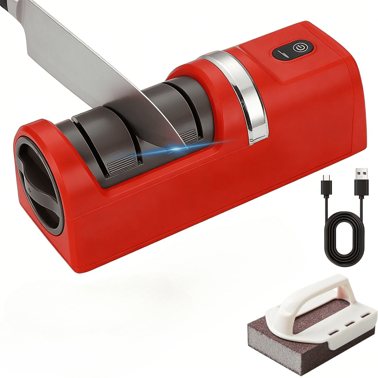 Automatic Kitchen Knife Sharpener, Professional Electric Knife Sharpener, 100-Percent Diamond Abrasives and Precision Angle Guides for Straight Edge, 2-Stage