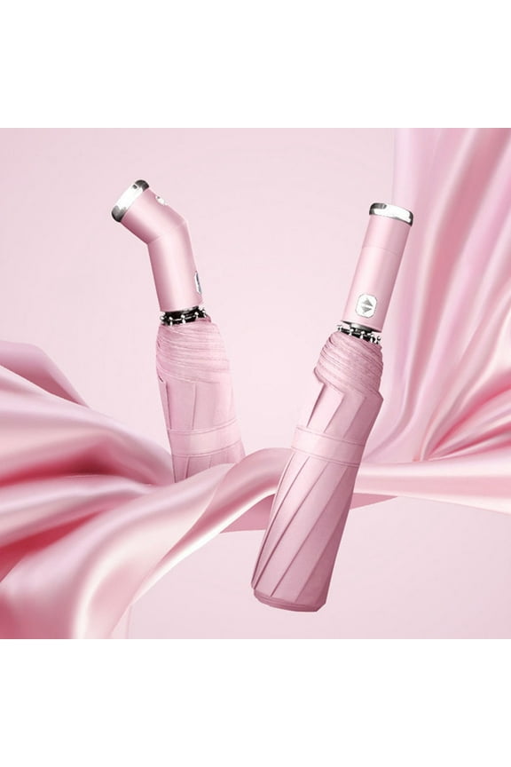 Automatic LED Flashlight Umbrella - Windproof 10-Rib Pink Glow Sun & Rain Protection, 360° Rotating Light with Replaceable Batteries, One-Button Open/Close for Men & Women