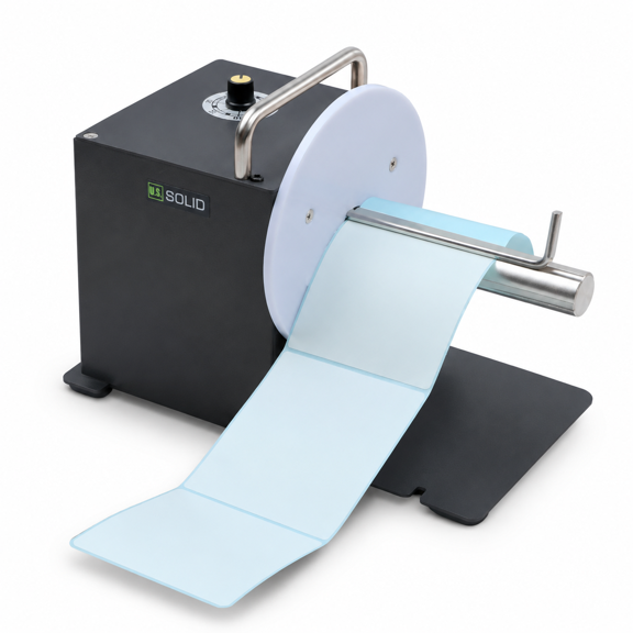 Automatic Label Rewinder with AC/USB Power, 1in/1.5in Core and Coreless Options for Shipping Labels and Barcodes