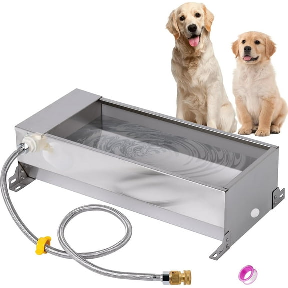 Automatic Large Dog Water Bowl Dispenser Outdoor Stainless Steel Automatic Livestock Water Trough Large Capacity Auto Fill Dog Waterer with Float Valve, for Chicken Geese Duck Goat Pig