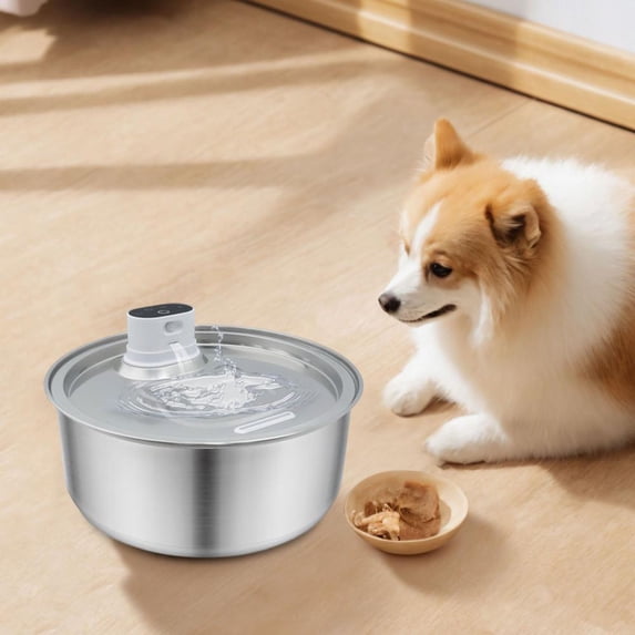 Automatic Large Water Dispenser for Dogs & Cats 8L Stainless Steel Quiet Cordless Pet Water with Motion Sensor & Filter BPA Free, for Big/Medium/Small Cat & Dog,Silver
