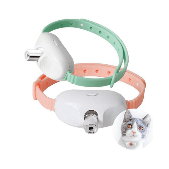 Automatic Laser Collar Cat Toy - Upgraded Laser Cat Toys, Flashing and Lasting modes, 8-12″ Bend Collar & 41°Adjust Angle Free Hands USB Charge, Gifts for Ailurophile - 2Pcs(Pink & Green)