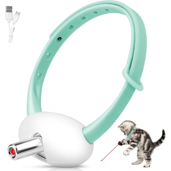 Automatic Laser Collar Cat Toy, Upgraded Laser Cat Toys, Flashing and Lasting modes, 8-12″ Bend Collar & 41 ° Adjust Angle free hands. Type-C USB Charge 1H and works 12H. Gifts for Ailurophile