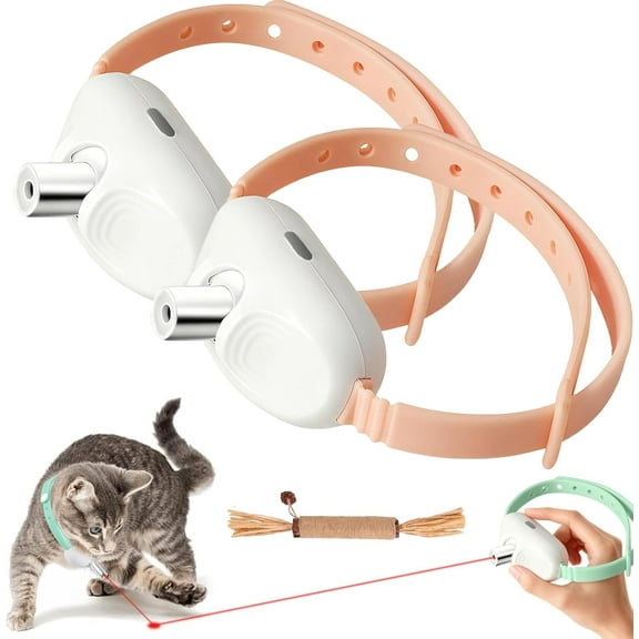 Automatic Laser Collar Cat Toy, Wearable Electronic Collar for Kitten, Smart Rotating Laser Collars for Indoor, Flashing and Lasting Modes, Bend Collars & 41Adjust Angle, Interactive Play