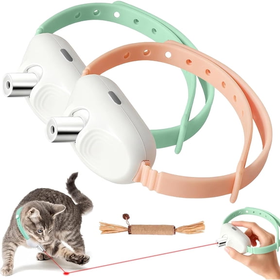 Automatic Laser Collar Cat Toy, Wearable Electronic Collar with Rotating Laser & 41° Adjustable Angle for Indoor Interactive Play