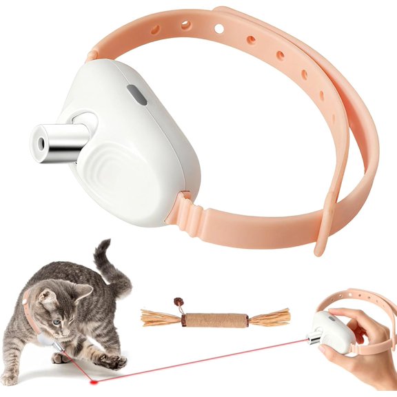 Automatic Laser Collar Cat Toy, Wearable Electronic Collar with Rotating Laser & 41° Adjustable Angle for Indoor Interactive Play