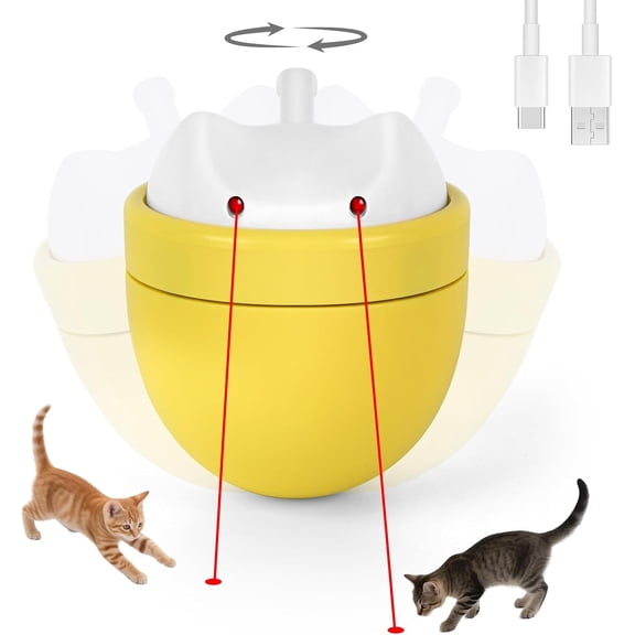 Automatic Laser Play Cat Toy with Dual Beams, Ultra-Quiet 3538dB, Rotating Wobble Base & 3 Smart Modes Hands-Free Interactive for Indoor Cats