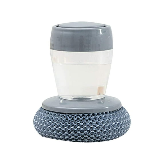 Automatic Liquid Adding Steel Wire Ball Pot & Dish Cleaning Brush Short Handle 1-Pack Multifunctional Scrubber, Self-Filling Container For Effortless Refill, Durable Wire Ball