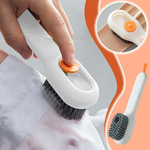 Automatic Liquid-Filling Cleaning Brush, Laundry and Shoe Washing Scrub Brush with Soap Dispenser, Ergonomic Handle, Soft Dense Bristles, Easy Press Design for Kitchen, Bathroom, and Home Use