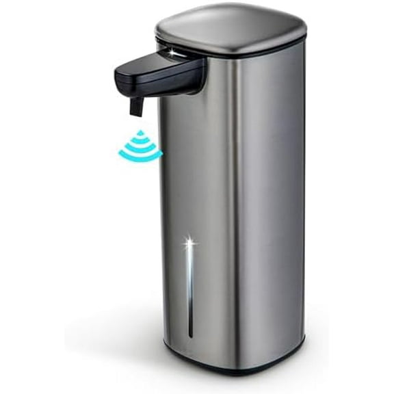 Automatic Liquid Hand Soap Dispenser with Stainless Steel Cover, Adjustable Output and Refillable Pump for Kitchen and Bathroom Sinks