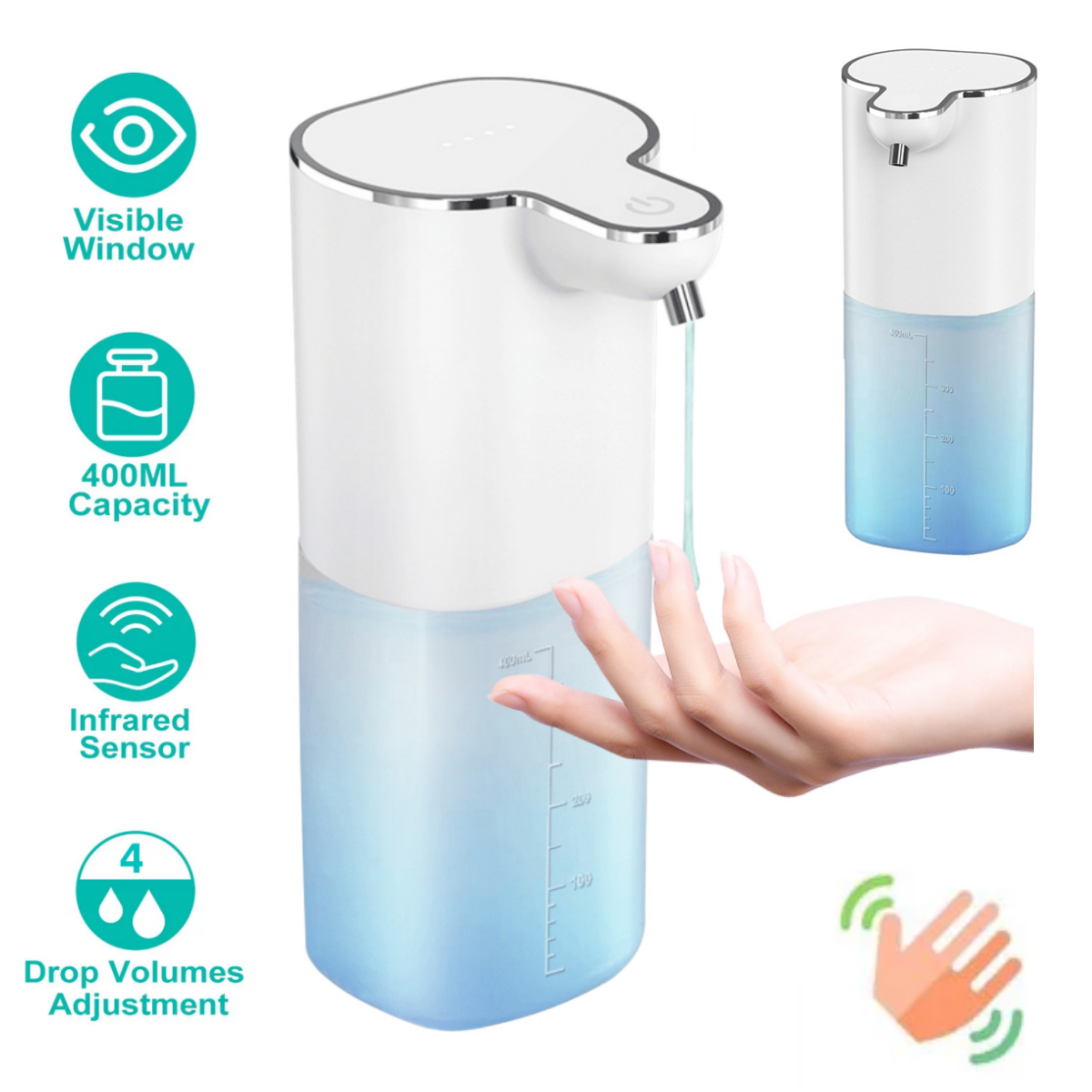 Automatic Liquid Soap Dispenser, 13.5oz/400ML Touchless Rechargeable