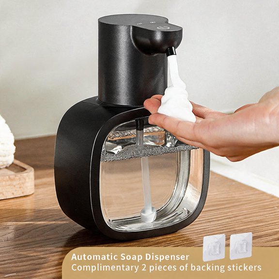 Automatic Liquid Soap Dispenser, 17oz/500ml Touchless Rechargeable with 4-Level Adjustable & IPX5 Waterproof - Level Display for Wall/Tabletop Use in Bathroom, Kitchen, Black