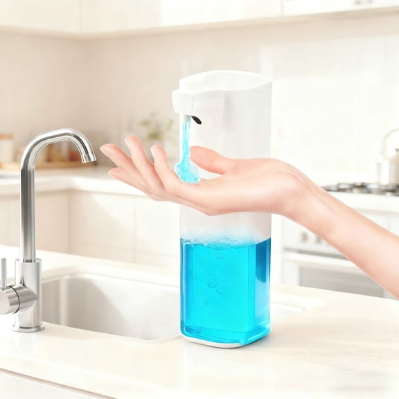 Rechargeable Touchless Automatic Liquid Soap Dispenser 350ml, Compact Size, Wall Mount/Countertop, Bathroom & Kitchen